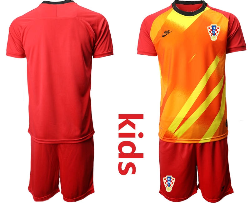 Cheap Youth 2021 European Cup Croatia red goalkeeper Soccer Jersey1